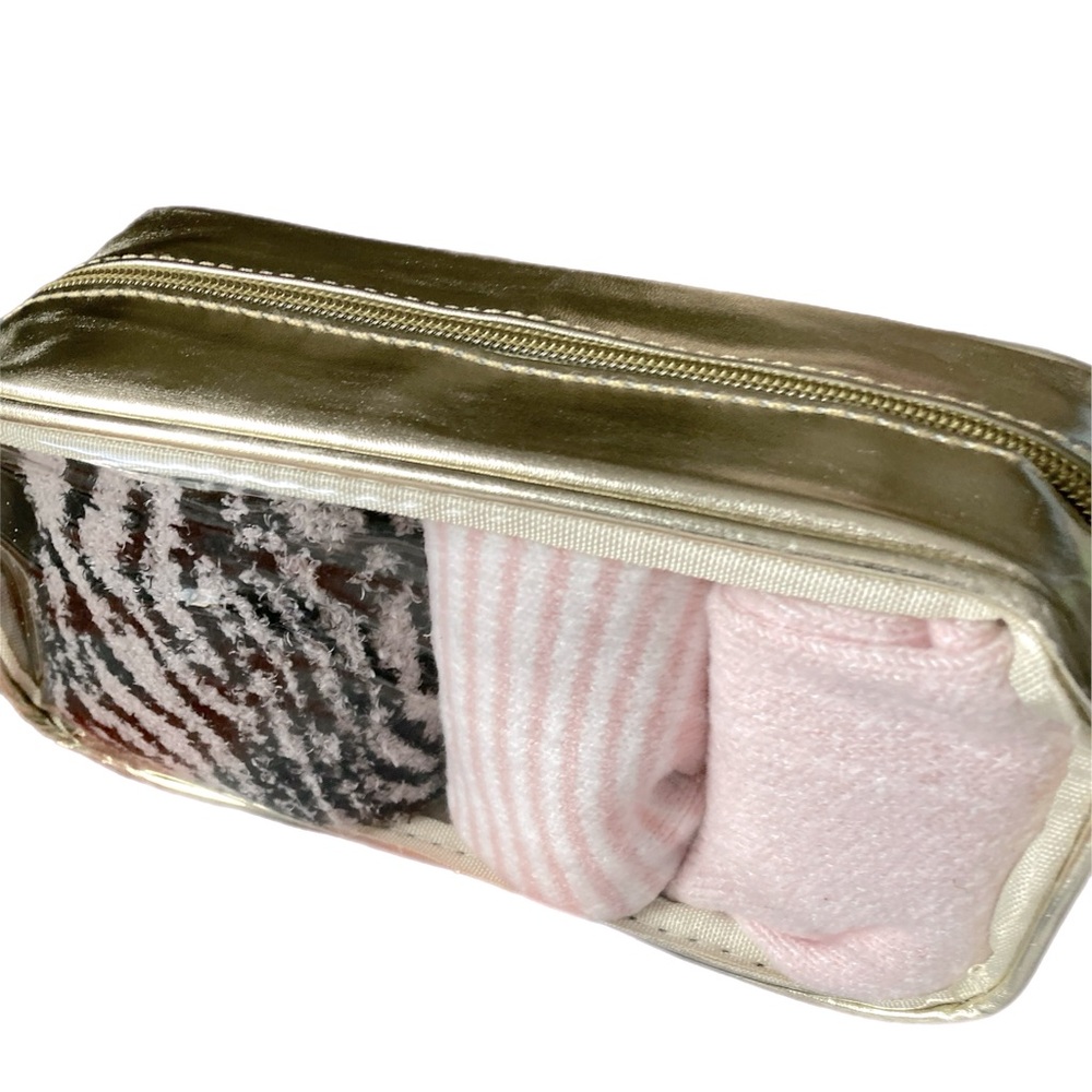 NWT ME Butter Socks 3 Pack Multi-colored Shoe sz 4-10 Zippered Case Soft Cushy